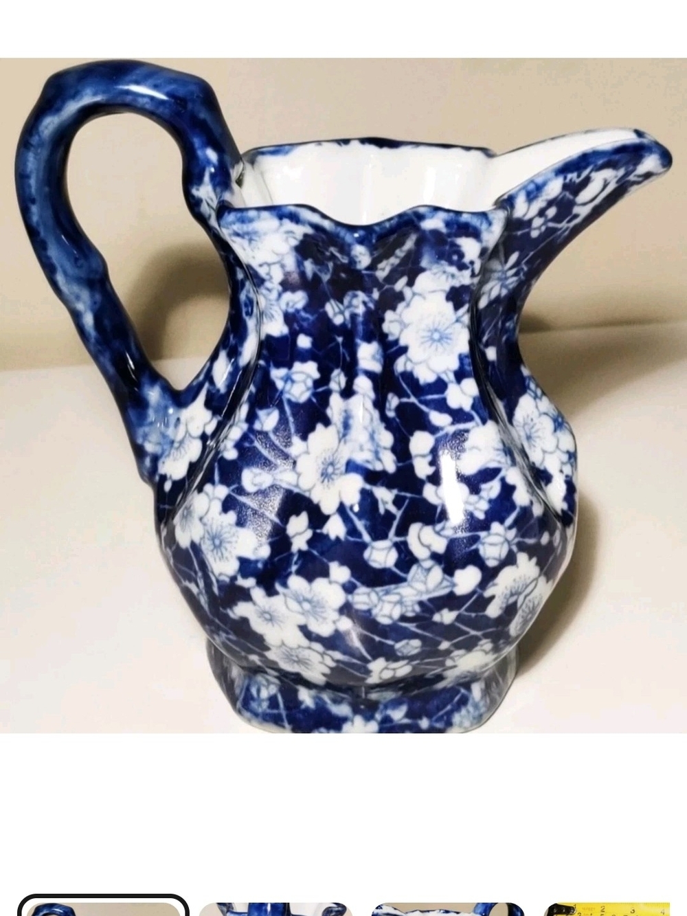 Vintage Victoria Ware Ironstone Blue and White Floral Jug  Small Pitcher